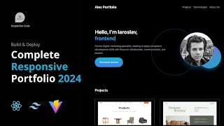 React JS projects  Complete responsive portfolio website build with Tailwind CSS  2024 [upl. by Unity]