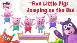 Five Little Pigs Jumping  Nursery Rhymes  Polly Olly [upl. by Fee]