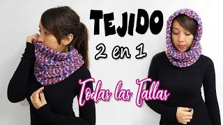 CUELLO y CAPUCHA 2 en 1 Tejido a Crochet TODAS LAS TALLAS muy fácil  Moda Crochet Maritza [upl. by Qulllon]