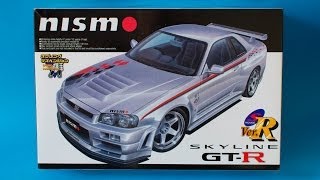 Aoshima 124 Nissan Skyline R34 GTR Nismo Version Model Kit Unboxing And Review [upl. by Annwahsal58]