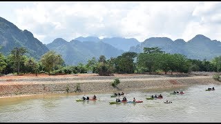 Vang Vieng Trip  Tubing Song River in Vang Vieng  Laos Adventure 2018 [upl. by Ardnait]