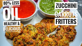 Air Fryer Zucchini Fritters  Courgette Fritters   Healthy 80  Less Oil  EktasKitchen [upl. by Buroker]