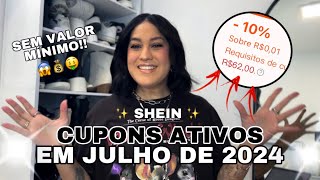 CUPONS DA SHEIN PARA JULHO 2024 [upl. by Jeb]