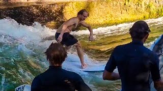 Englischer garten München Eisbachwelle Munich Surfing 1592422 [upl. by Merrilee]