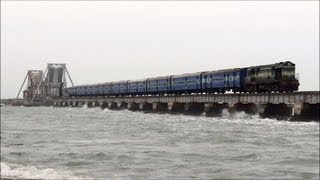 TRAIN ON THE DANGEROUS SEA RAMESWARAM BRIDGE [upl. by Hermie]