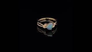 Opal Diamond Factory  18K Yellow Gold Solid Freeform Lightning Ridge Black Opal amp Diamond Ring [upl. by Corty]