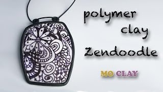 Polymer clay tutorial Zentangle Pendant  Design transfer Arcillas polimericas [upl. by Hilel979]