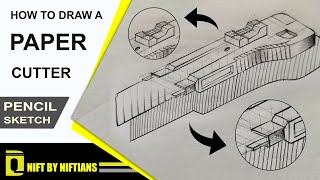 How To Draw A Paper Cutter with Pencil  Dezine Quest [upl. by Nil]