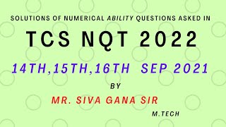 SOLUTIONS OF APTITUDE QUESTIONS ASKED IN TCS NQT SEP 2021 14th 15th 16th NUMERICAL ABILITY [upl. by China320]