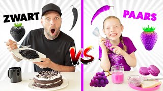 ZWART VS PAARS FOOD CHALLENGE 24 Uur Alleen Paars En Zwart Eten ♥DeZoeteZusjes♥ [upl. by Ekyt]