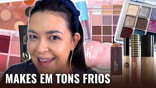 MAQUIAGEM EM TONS FRIOS  INDICAÇÃO DE PRODUTOS  1 Paleta 2 Tipos de Olhos com 12 Shades [upl. by Malan]