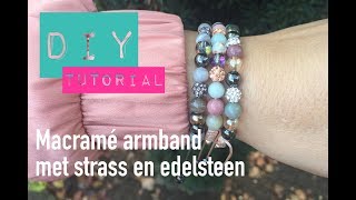 DIY macramé armband met strass en steen [upl. by Fitting]