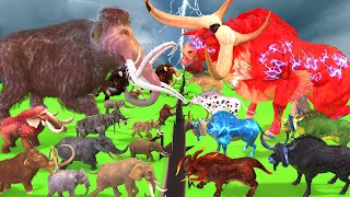 Prehistoric Mammals vs RealLife Animal Size Comparison Mammoth Vs Giant Big Bulls Animal Epic Battle [upl. by Atikel843]