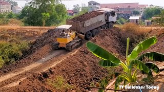 Part3 New Amazing Project KOMASTU Dozer D30P With 12 Ton Truck Fill The Pit [upl. by Ettelra575]