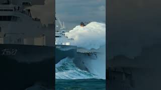 Ship Struggles Against Massive Wave – Close Call scaryocean ship MassiveWave [upl. by Atirhs]