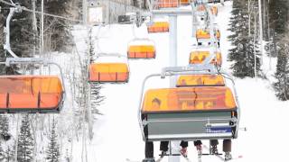 First heated chairlift  Canyons Ski Resort in Utah [upl. by Ayatal]