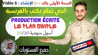 Production écrite le plan simpletexte argumentatif 1bac منهجية كتابة موضوع انشائي [upl. by Chilt]