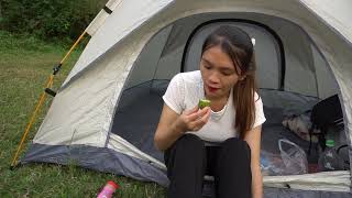 girl Camping outdoors by a relaxing stream an ideal place to listen to natural sounds  ASMR [upl. by Sivet]