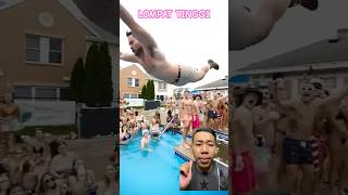 GAGAL DEH LOMPAT TINGGIreaction summer pool flip swimming poolparty slowlow [upl. by Solegna]