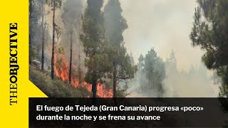 El fuego de Tejeda Gran Canaria progresa «poco» durante la noche y se frena su avance [upl. by Inge]