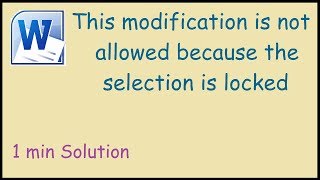 This modification is not allowed because the selection is locked Solution [upl. by Honan]