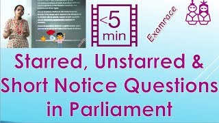 Types of Questions  Starred Unstarred amp Short Notice Questions in Parliament Polity [upl. by Accire]