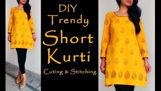 Trendy Short Kurti Cutting and Stitching  Sewing for Beginners [upl. by Bendicta453]