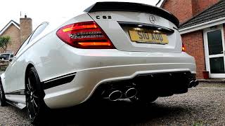 Mercedes C63 AMG Secondary cat delete cold start [upl. by Ahsercul]