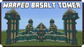 How To Build A Warped Basalt Village  Tower amp Wall Minecraft Bedrock Edition [upl. by Reffineg374]