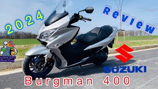 2024 Suzuki Burgman 400 Scooter Close Look and Walk Around Review Short Ride [upl. by Soph625]