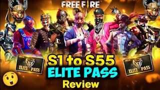 All Elite Pass Bundle Review In Free Fire  Season 1 To Season 55 Elite Pass Bundle Review Free Fire [upl. by Fabrianne616]