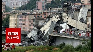 Italy bridge Genoa motorway collapse kills at least 22  BBC News [upl. by Durkee328]