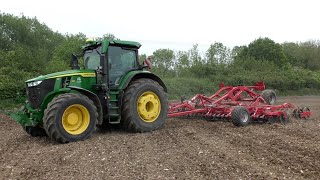 John Deere 7R330 amp Horsch Discs Preparing Ground [upl. by Eissej]