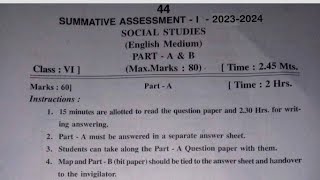 Ap 6th class sa1 social studies question paper 2023246th class sa1 social studies answer key 2023 [upl. by Nerag]