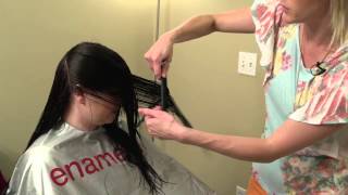 How to do a Vcut  V cut layering on womens hair [upl. by Rastus]