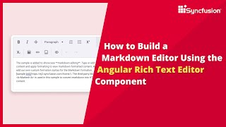 How to Build a Markdown Editor Using the Angular Rich Text Editor [upl. by Spense]