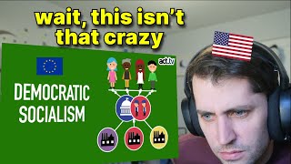 American reacts to Democratic Socialism Explained [upl. by Llertrac]