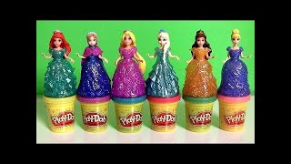 Play Doh Sparkle Princess Ariel Elsa Anna Disney Frozen MagiClip Glitter Glider Dolls [upl. by Naylor846]