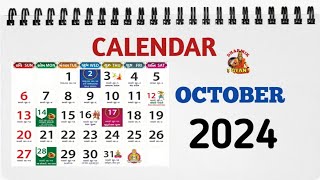 October 2024 Calendar  Monthly Calendar  Hindu Panchang Calendar 2024  Dharmik Gyan [upl. by Amikan566]