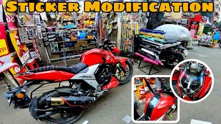 FINALLY STICKER MODIFY DONE  বাইকে দিলাম নতুন লুক  Apache 4v Bike Sticker Modification  FHQ Films [upl. by Karb]