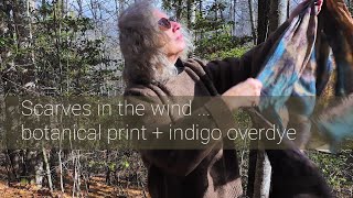 Scarves in the Wind Botanical Print and Indigo Overdye Silk Scarves [upl. by Nigle]