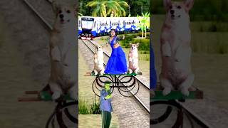 Lilly aunty dancing with fanny dog on green thela stop the high speed traintrendingviralvideo [upl. by Illa]