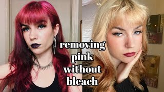 REMOVING PINK HAIR DYE WITHOUT BLEACH [upl. by Kantos]