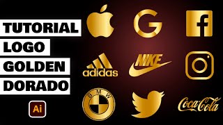 Tutorial Sencillo Efecto GoldenDorado en Logo en Adobe Illustrator [upl. by Enovad927]