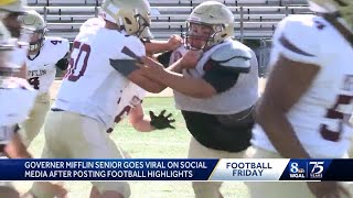 Governor Mifflin senior goes viral on social media after posting football highlights [upl. by Belden]