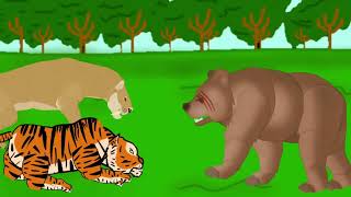 Tiger sabertooth tiger cave bear fight animation—all animation [upl. by Adleme]