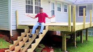 Adding Decking Stairs and Posts  Building a Deck 2 of 3 [upl. by Forbes110]