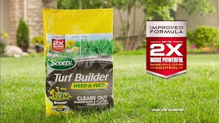 How to Get Rid of Dandelions and Other Weeds using Scotts® Turf Builder Weed amp Feed [upl. by Sharia]