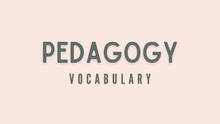 What is the meaning of Pedagogy [upl. by Esilanna]