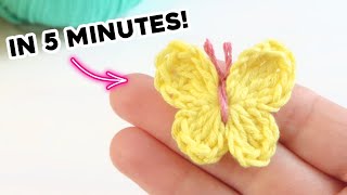 HOW TO CROCHET A BUTTERFLY ➜ Crochet these easy butterflies in seconds [upl. by Surad988]